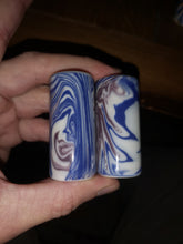 Load image into Gallery viewer, Purple white and blue 19mm internal porcelain guitar slide
