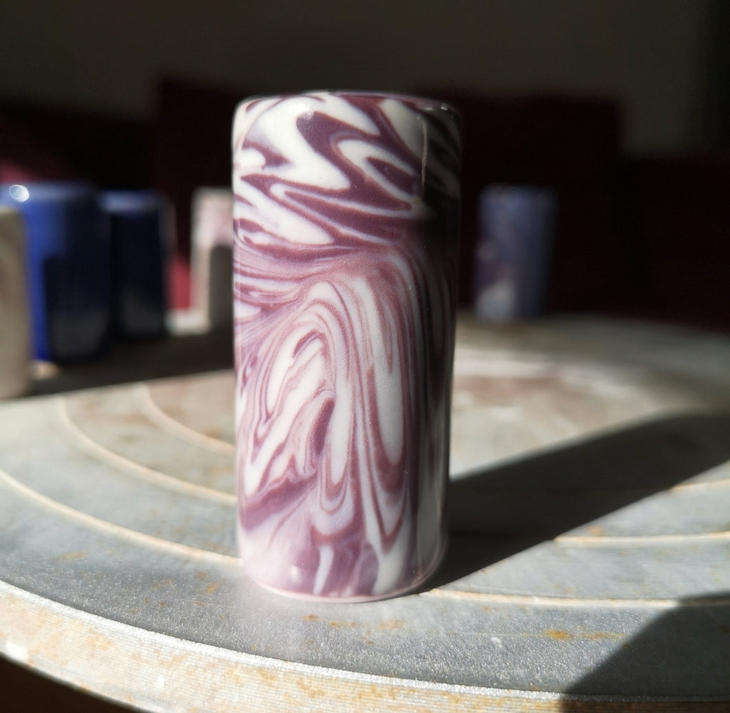 Purple and white marbled porcelain slides